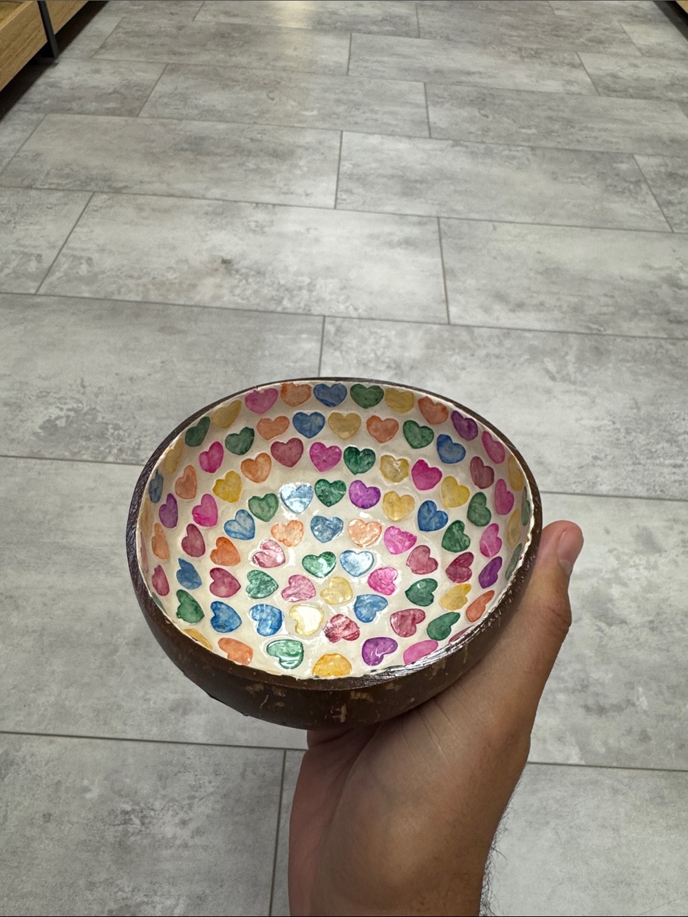 Handpainted Heart Coconut Bowl - Multicolor by